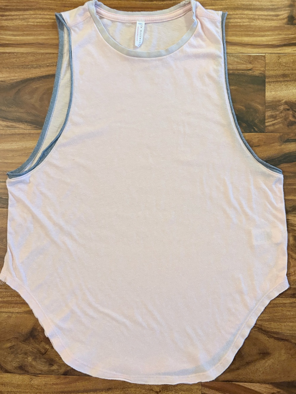 FP Movement Free People Pink Slub Cotton Gray Trim Muscle Tank Small S Shirt Top